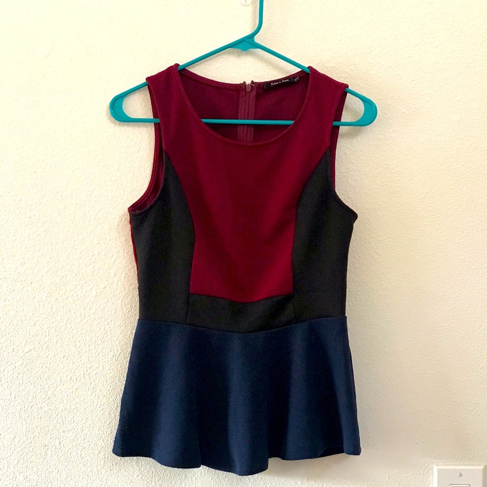 ModCloth Doe & Rae Color-block Peplum Top